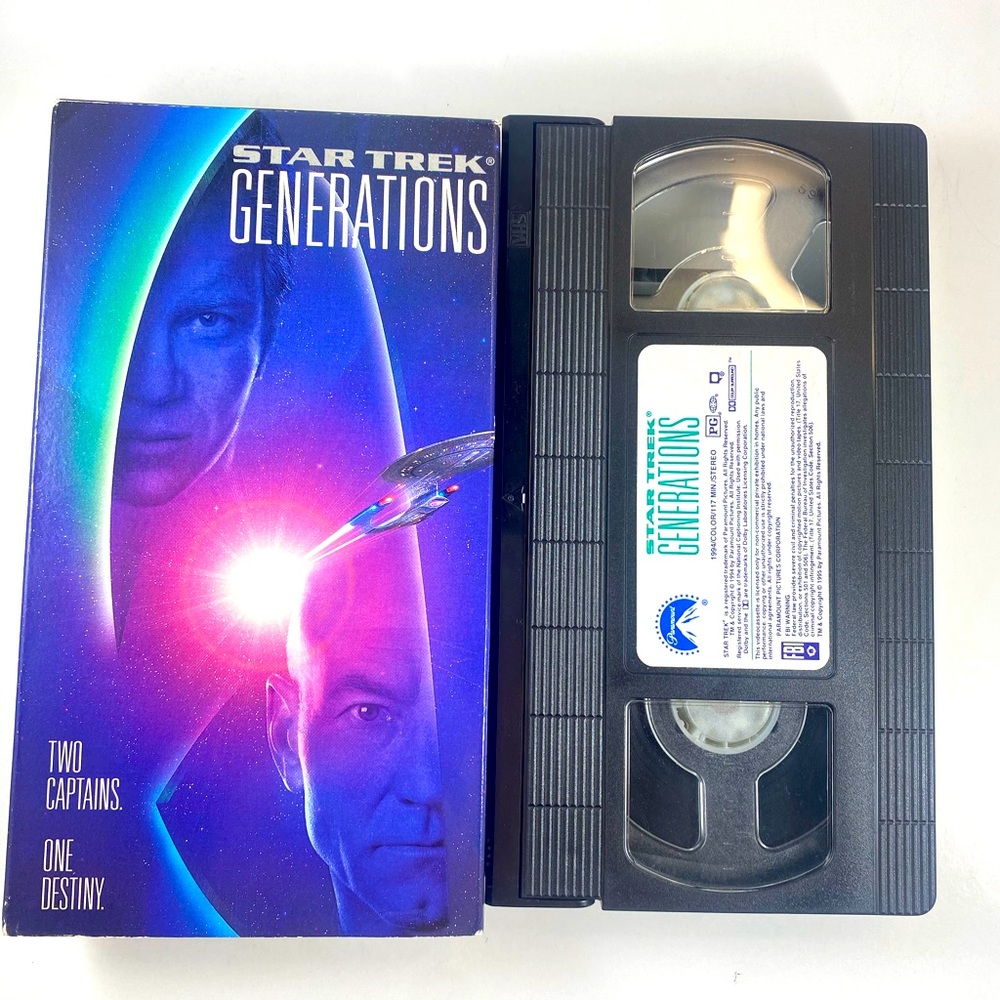 🍄 Star Trek: Generations (VHS, 1995) Patrick Stewart William Shatner Classic